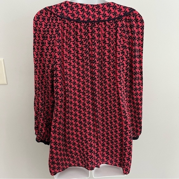 Vineyard Vines Womens Patterned Top Size M Pink Navy - Picture 3 of 6